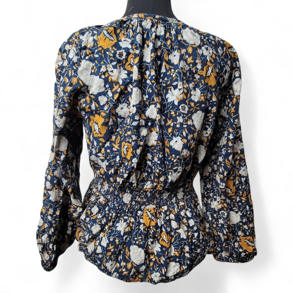 Peplum Top Blouse Small Floral Bohemian Hippie Indie 70s Boho Chic Cottagecore - Picture 2 of 4